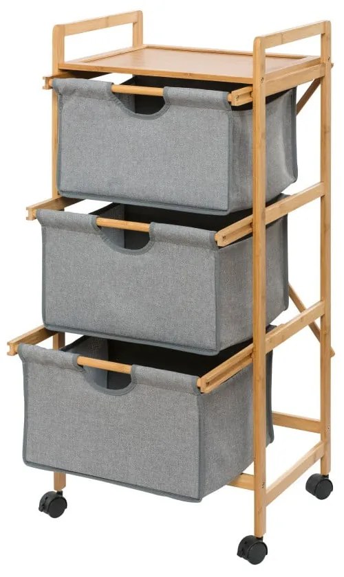 Sivo-hnedý bambusový kúpeľňový regál 44x96 cm Bahari - Wenko