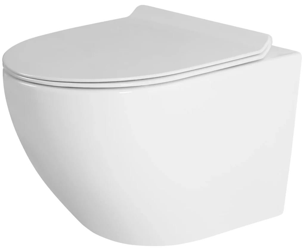 Gamma Mut, závesná WC misa 48x37 cm Rimless s pomaly padajúcim sedadlom, biela lesklá, GMA-MUT-203