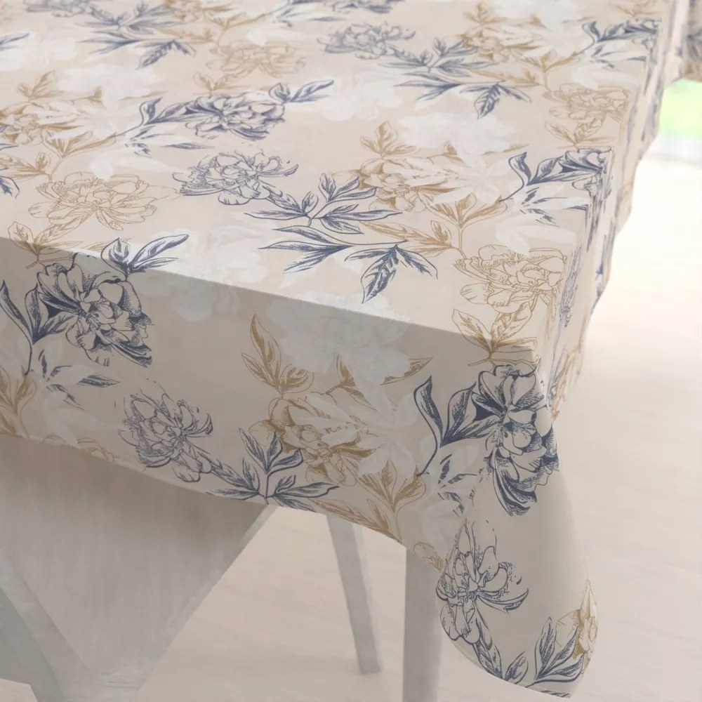 Biante Dekoračný obdĺžnikový obrus PML-058 Kvetinová perokresba na svetlo béžovom 80x120 cm