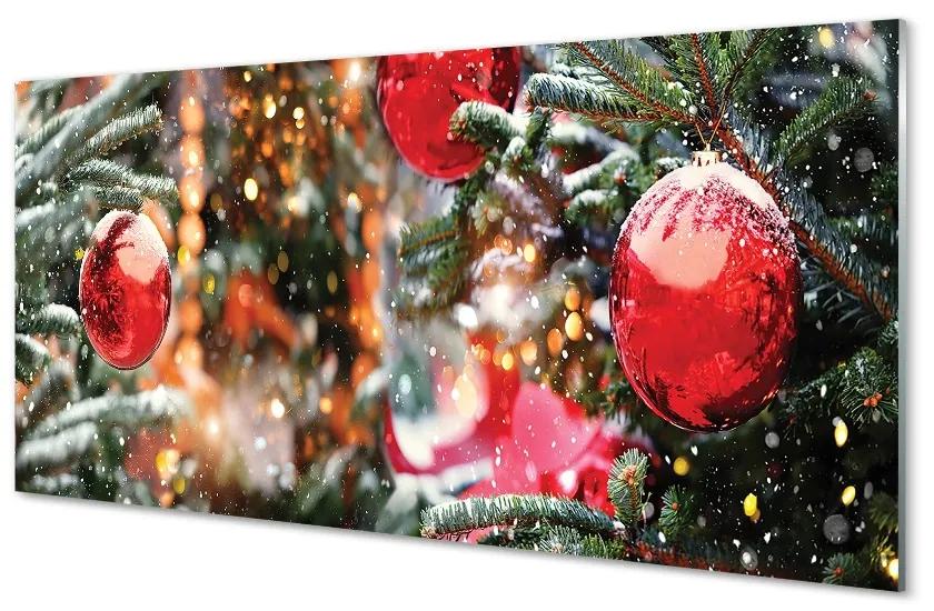 Sklenený obraz Snow Vianočné ozdoby 125x50 cm