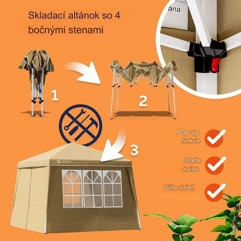 InternetovaZahrada Záhradný altánok Capri 3x3 m - 4 bočné steny - béžová