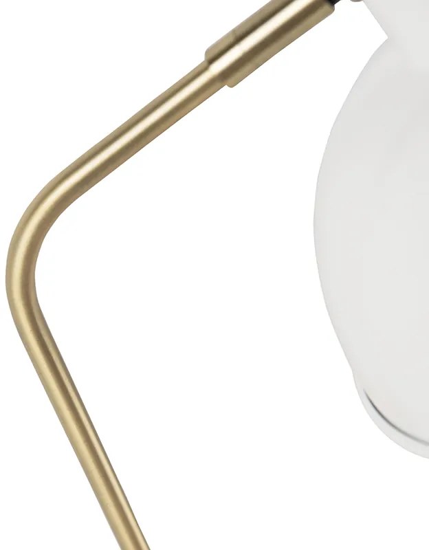Retro stolná lampa biela s bronzom 38 cm - Milou