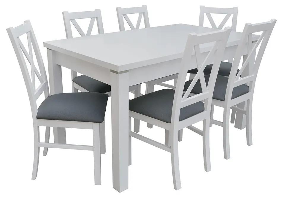 Stôl so stoličkami pre 6 osôb - RK099, Morenie: biela, Dostupné poťahy: ekokoža Soft 011