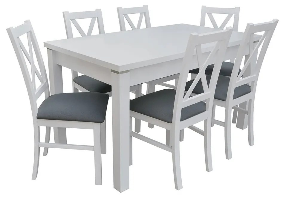 Stôl so stoličkami pre 6 osôb - RK099, Morenie: biela, Dostupné poťahy: ekokoža Soft 029