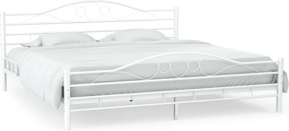 246748 Edco Kovový rám postele lamelový rošt biely 160x200 cm vlnitý dizajn