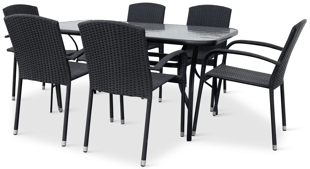 Noela Záhradný jedálenský set Klaudia transparentný + 6x ratanová stolička Roma