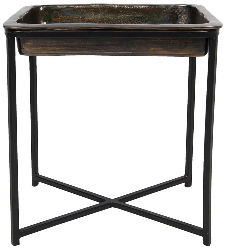 Vintage odkladací stolík s medeným prevedením Marrok - 38 * 29 * 42 cm