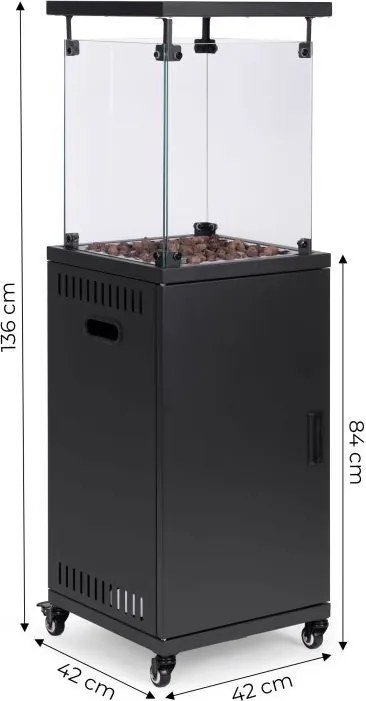 Plynový ohrievač, sálavý ohrievač, 13 kW sklenený ohrievač do záhrady, na terasu, reduktor, sopečné kamene,