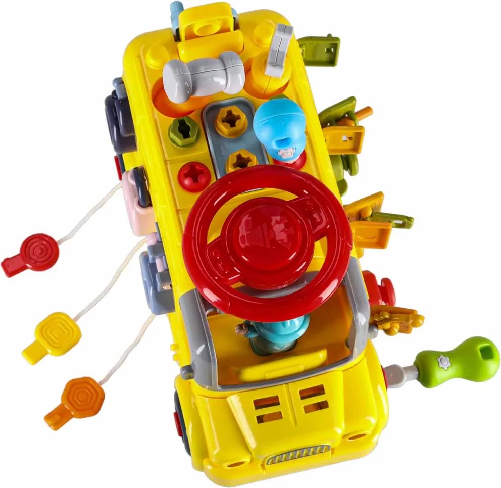 KIK Manipulačný autobus 6v1 – vzdelávacia stavebnica so skrutkami a skrutkovačmi, 3+