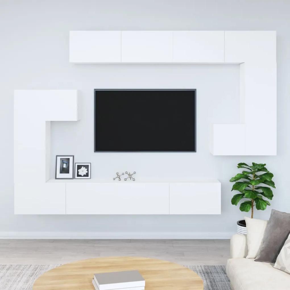 Nástenná TV skrinka biela spracované drevo