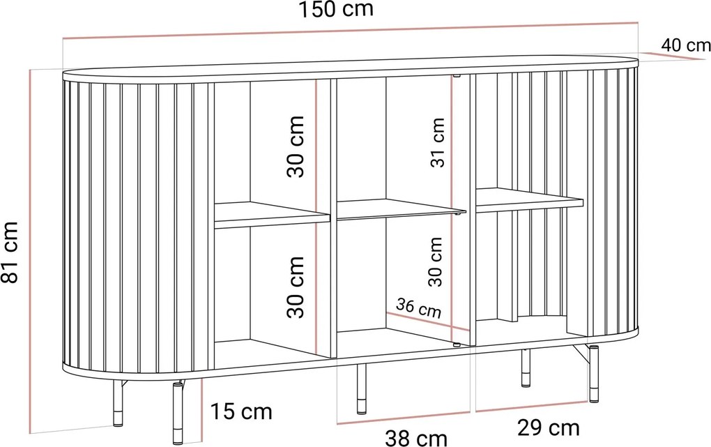 Komoda LYDIA čierna 150 cm