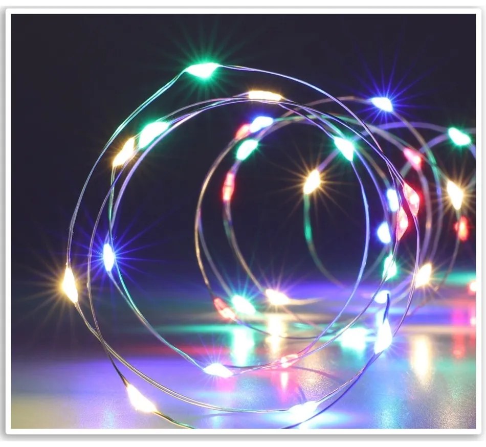 Svetelný drôt Silver lights 40 LED, farebná, 195 cm