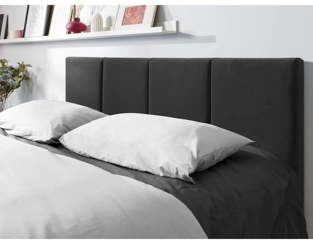 Tmavosivá zamatová dvojlôžková posteľ Mazzini Beds Juniper, 160 x 200 cm