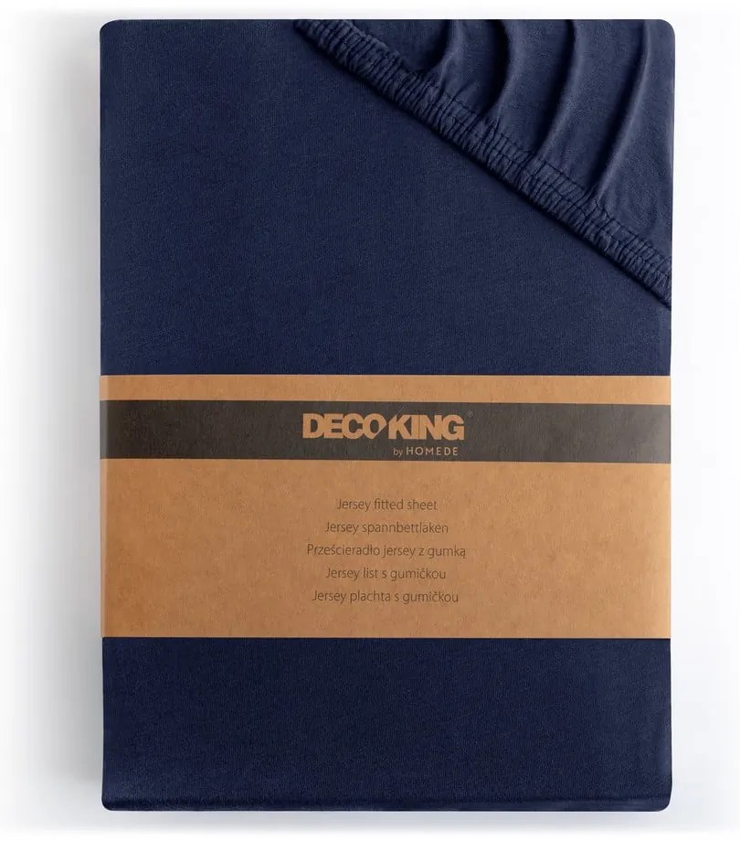 Tmavomodrá napínacia plachta jersey 160x200 cm Amber – Restilo