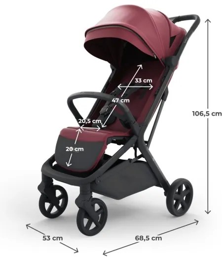KINDERKRAFT SELECT - Športový kočík NUBI 3 Dark Ruby
