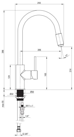 Deante BCA_B64M - Drezová batéria ASTER čierna/mosadz