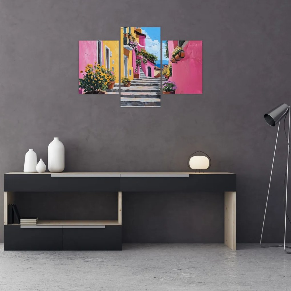 Obraz - Ružová ulička (90x60 cm)