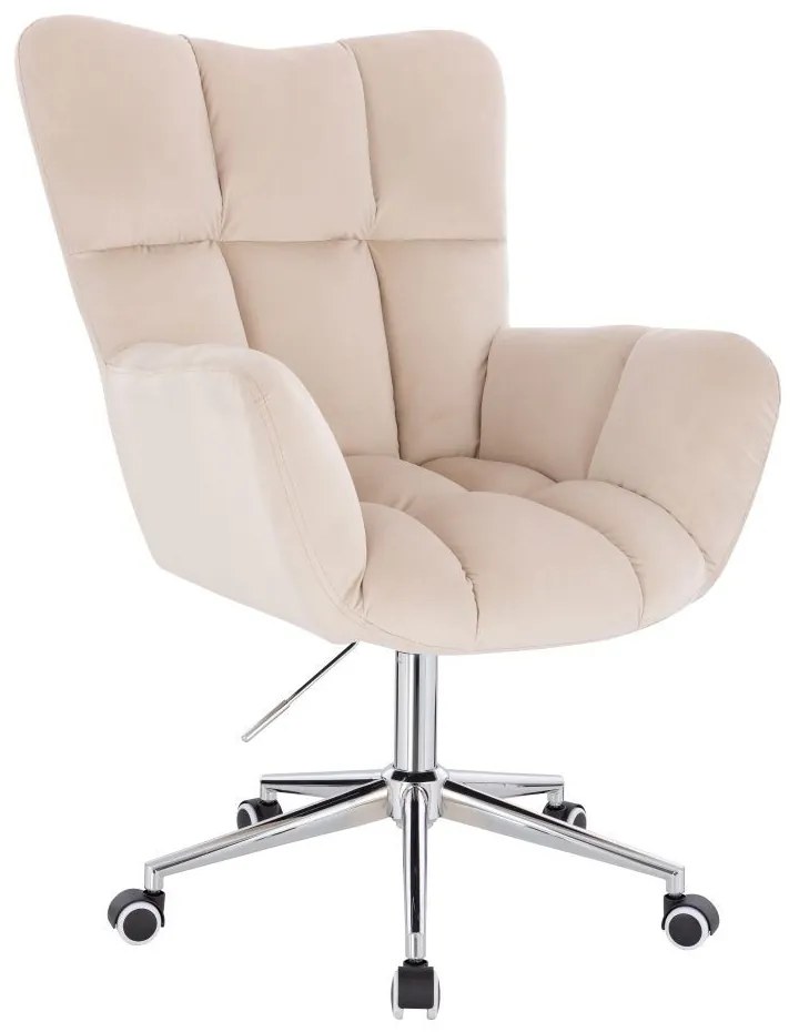 LuxuryForm DESIGN Otočné kreslo AURORA VELUR na striebornej podstave s kolieskami - krémové