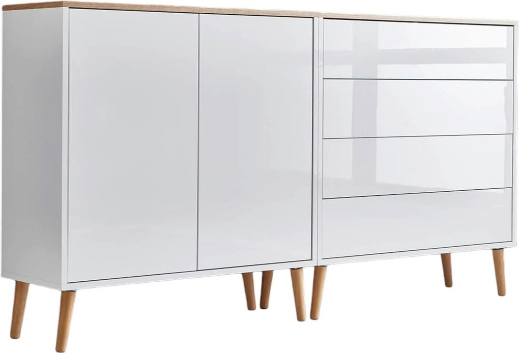 XXXLutz ŠIROKÁ KOMODA, biela, dub artisan, biela s vysokým leskom, 158/86/33 cm MID.YOU - Komody - 001067002102