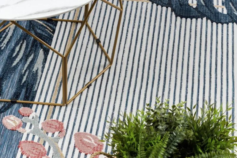 Dywany Łuszczów, Kusový koberec Botanic 65240 Flamingo navy – na von aj na doma, 117x170, modrá, chodba / predsieň