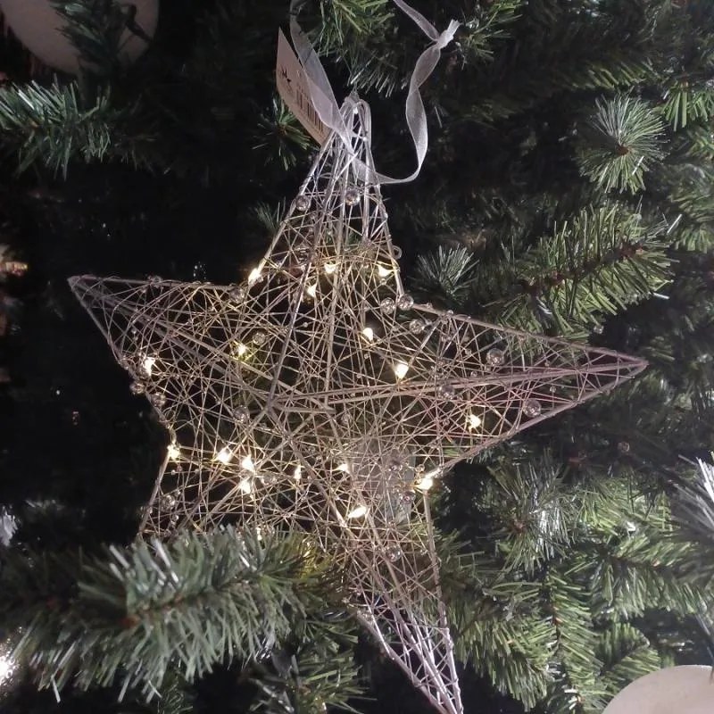 DECOLED Vánoční kovová dekorace, hvězda, průměr 30 cm s 20 LED světly