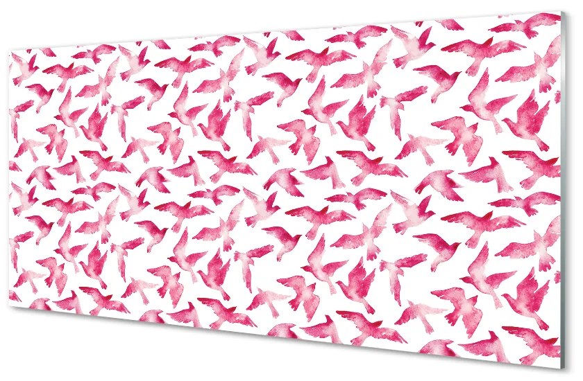 Nástenný panel  ružové vtáky 140x70 cm