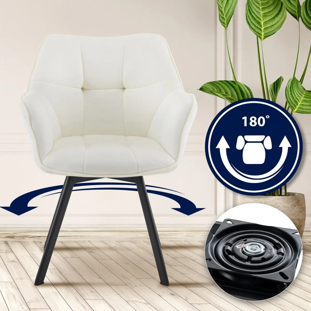 Jedálenská stolička Jordi zamat - krémová