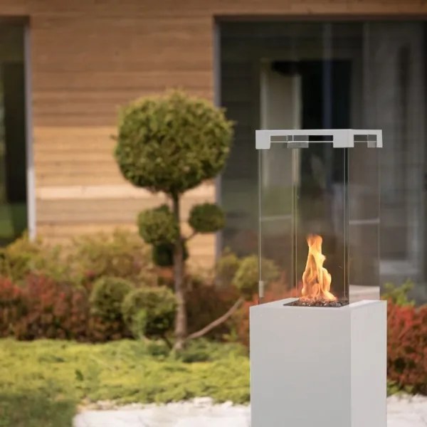 Planika Faro GAS - Vonkajší plynový krb 142x36 cm 8kW biela + ochranný kryt