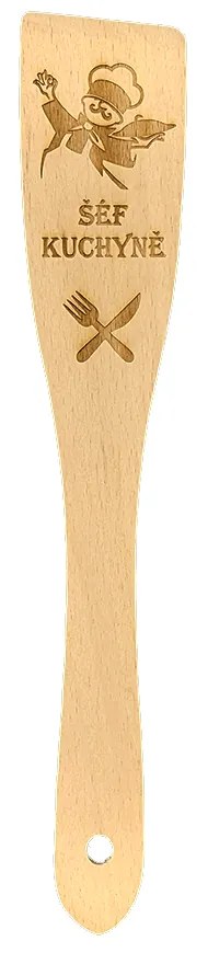 AMADEA Drevená obracačka buk text "šéf kuchyne", masívne drevo, dĺžka 30 cm, český výrobok