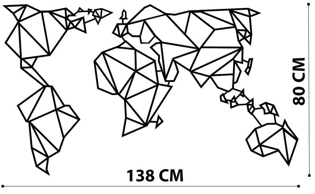 Nástenná kovová dekorácia Mapa sveta Kovová dekorácia 4 čierna