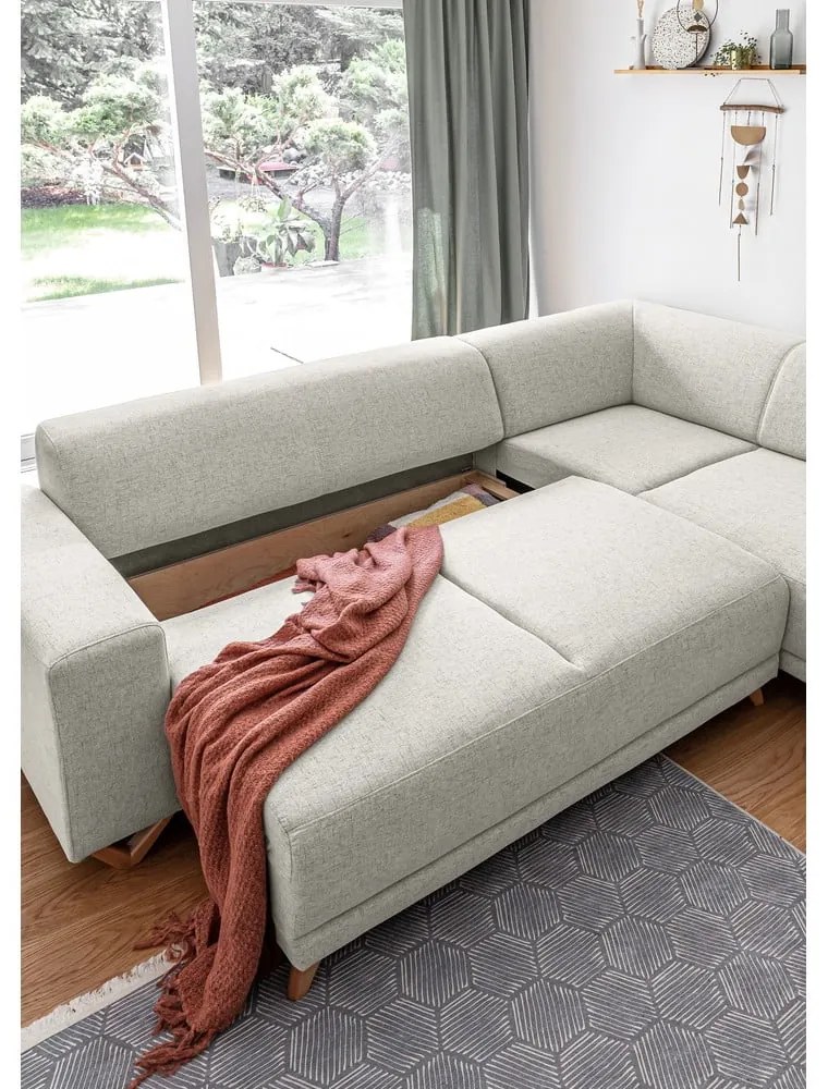 Béžová rozkladacia/s úložným priestorom rohová pohovka (pravý roh/do L) Classy Sophie – Miuform