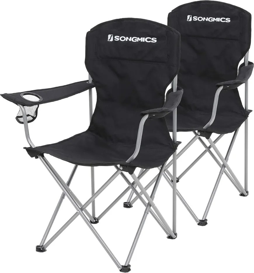 Kempingové stoličky NOMAD, set 2ks, čierna SongmicsHome