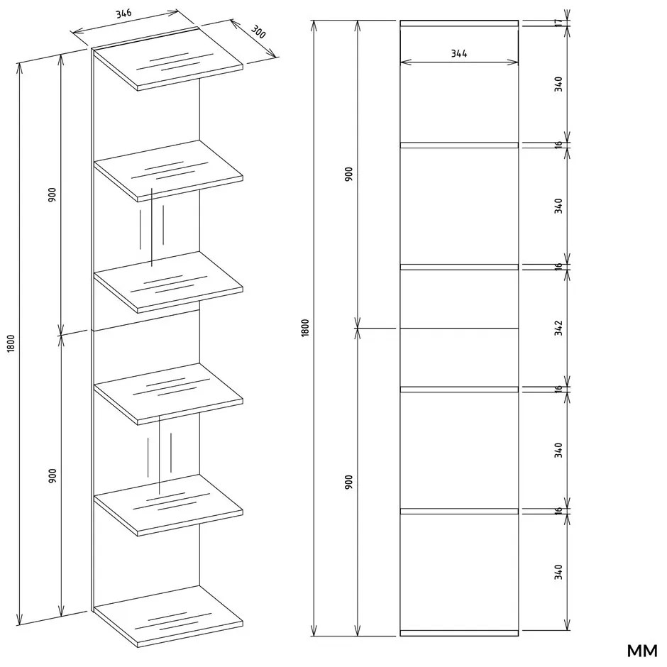 Regál FRAME 180 cm biely