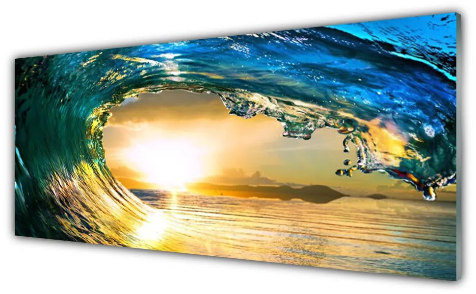 Obraz na akrylátovom skle Vlna more západ príroda 125x50 cm