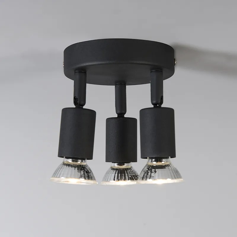 Priemyselné bodové svetlo čierne otočné okrúhle 3-svetlo - Jeany
