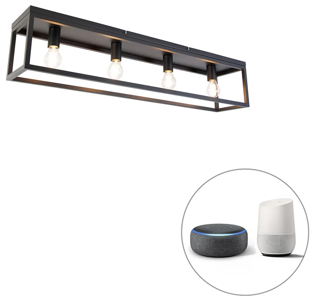 Inteligentné stropné svietidlo čierne 99,5 cm vrátane 4 Wifi A60 - Cage