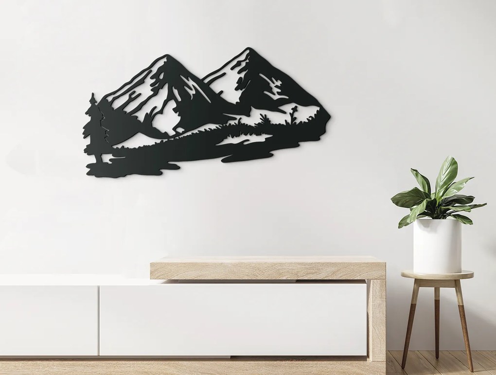 drevko Moderný obraz Hora Rozmer obrazu: 34 x 65 cm, Farba dekorácie: Čierna