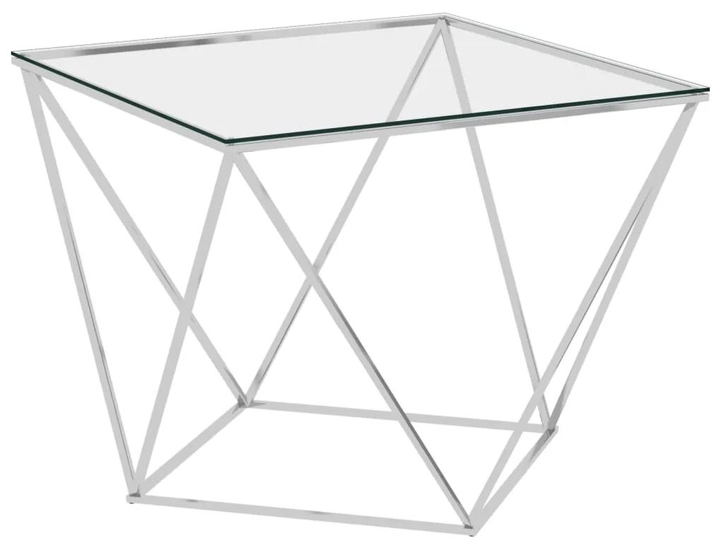 Konferenčný stolík, strieborný 80x80x45 cm, nehrdzavejúca oceľ