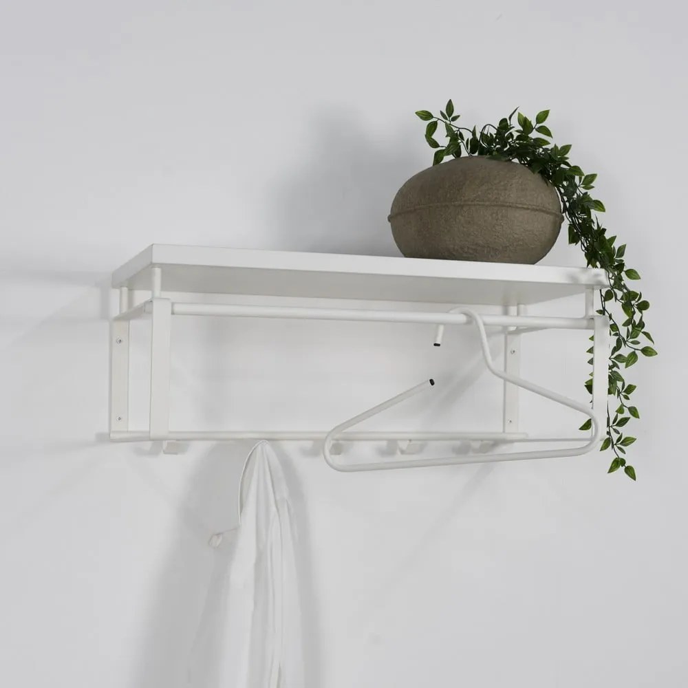 Biely kovový nástenný vešiak s poličkou 70 cm Rex – Spinder Design