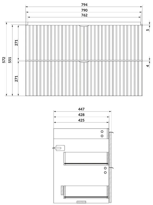 Cersanit Tirso, závesná skrinka pod umývadlo 794x447x572 mm, biela matná, S1015-004