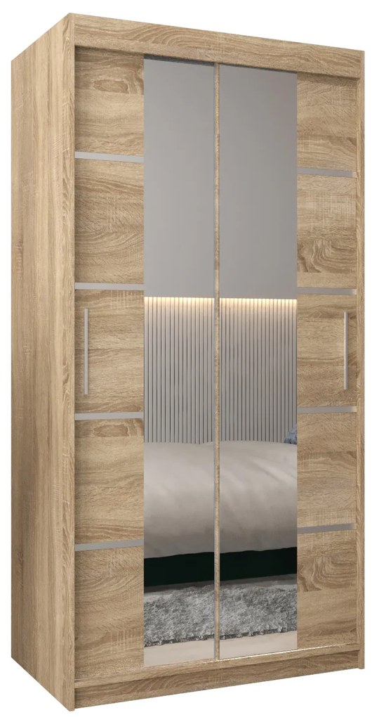 Šatníková skriňa 100 cm Verika 4 100 (dub sonoma). Akcia -24%. Vlastná spoľahlivá doprava až k Vám domov. 1064258