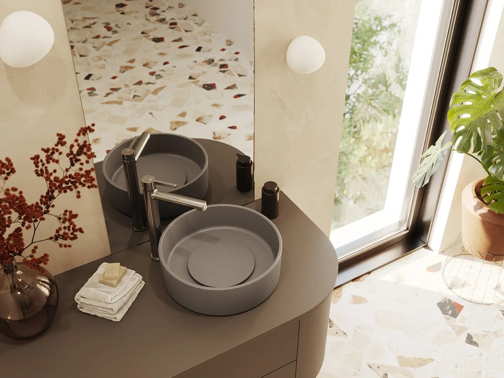 Laveo Alita, vysoká umývadlová batéria h-299, brúsená oceľ, LAV-BVA_32ND