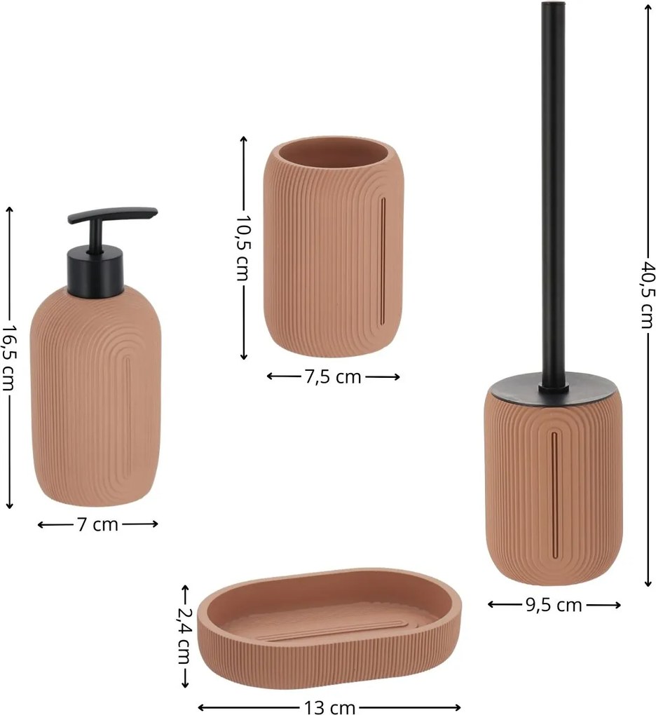 Sada kúpeľňových doplnkov Elya, púdrová/s čiernymi prvkami