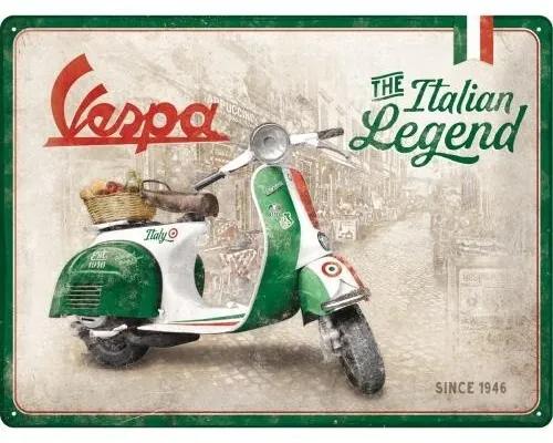 Plechová ceduľa Vespa The Italian Legend, (40 x 30 cm)
