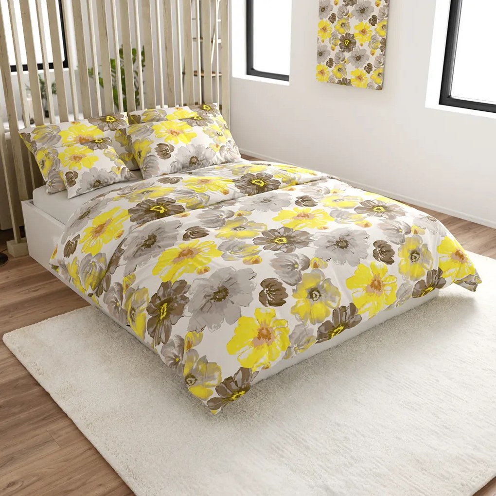 Obliečky z mikrovlákna FEONELLE žlto-sivé Rozmer obliečky: 70 x 90 cm | 140 x 200 cm