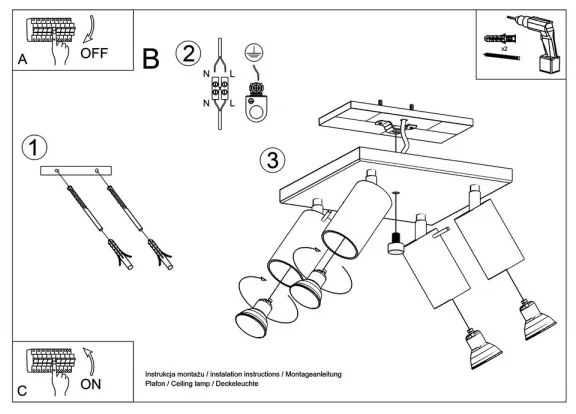Sollux SL.0730 - Bodové svietidlo RING 4xGU10/10W/230V