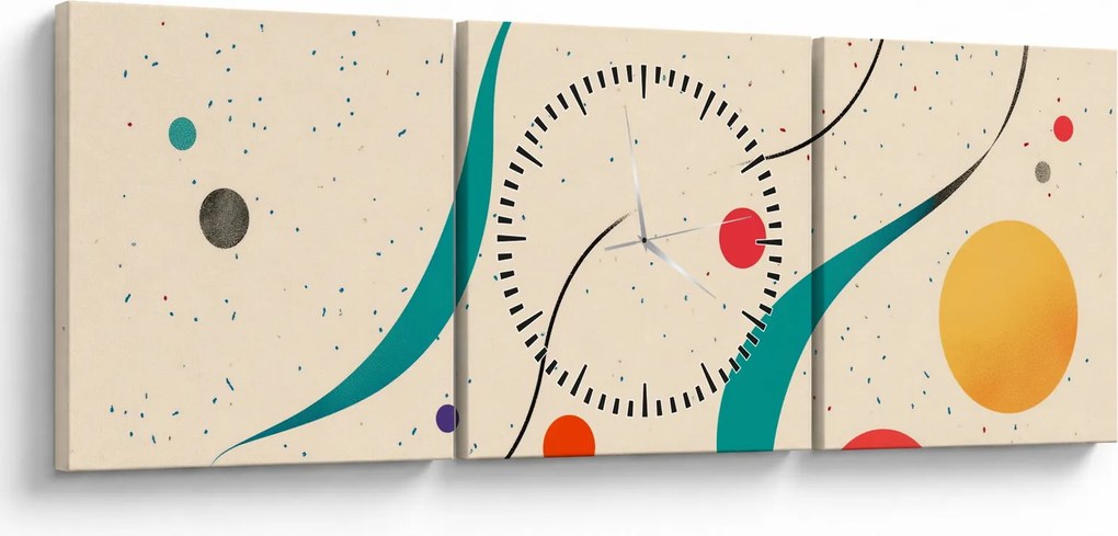 Obraz - Minimalistická farebná ilustrácia (s hodinami) (90x30 cm)