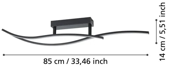 Eglo 901206 - LED Stropné svietidlo GRISOLIA LED/12W/230V 4000K čierna