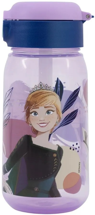 Plastová fľaša na pitie so slamkou a viečkom Ľadové kráľovstvo - Frozen - 510 ml