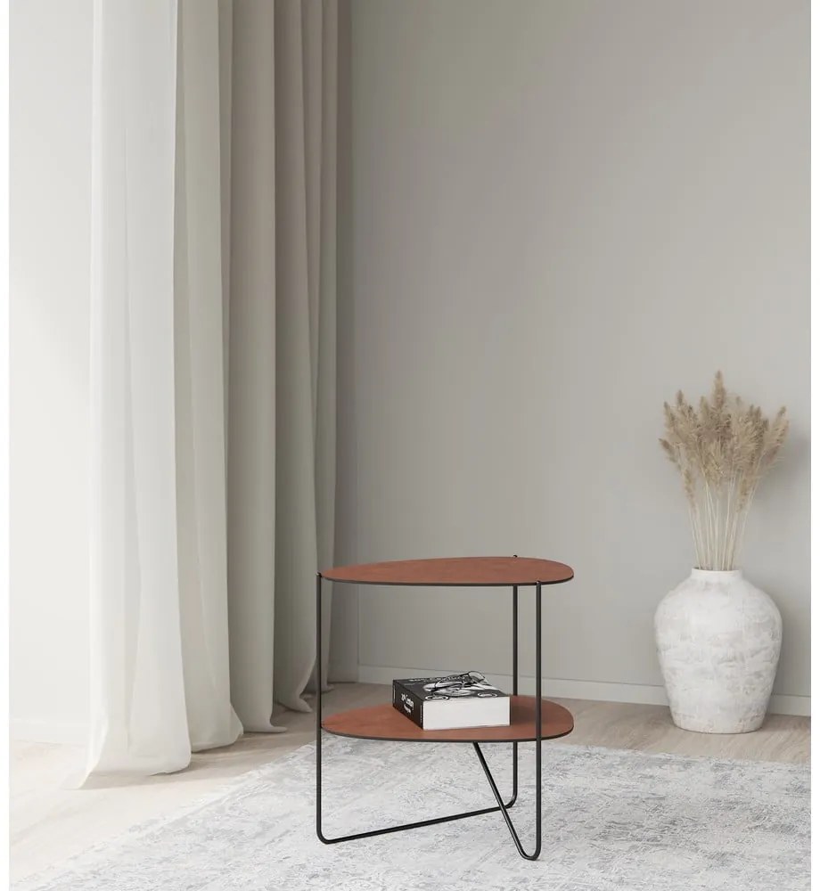 Koňakovohnedý kovový konferenčný stolík 37x44 cm Curve Double Bull – LIND DNA